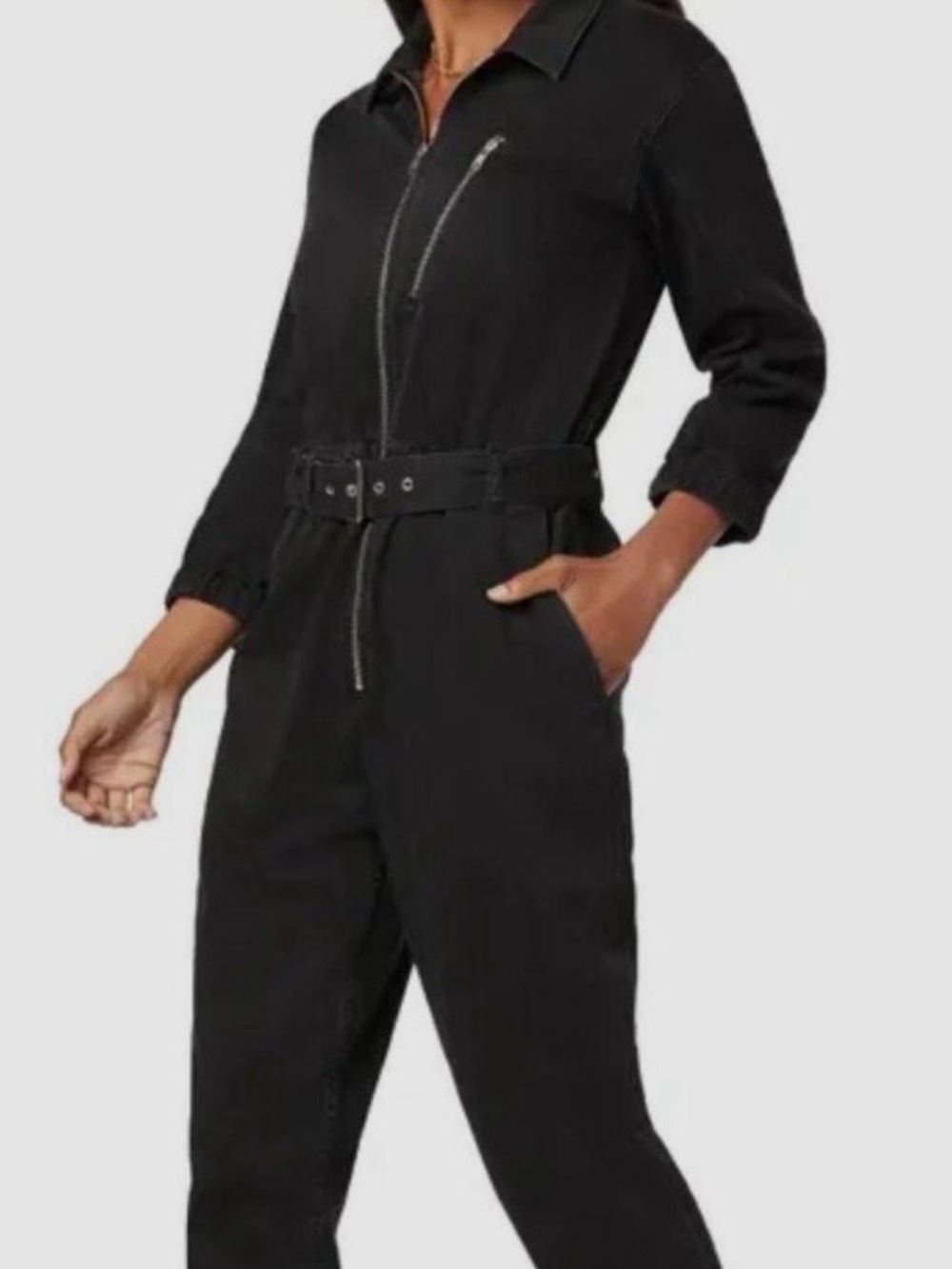 Joe's Jeans Black Zip-Belt Utility Jumpsuit